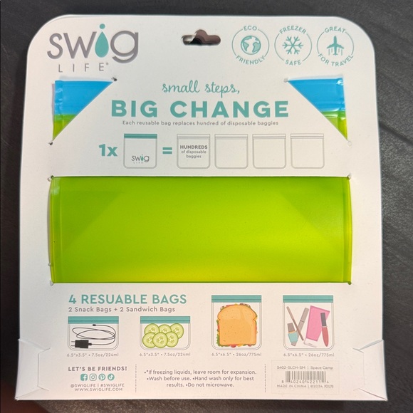 Swig Life Green Reusable Food Storage Bags - Picture 1 of 1